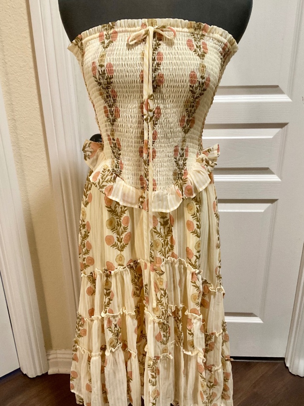 Free People Alejandra Midi Dress Cloud Combo Cream Floral Szm